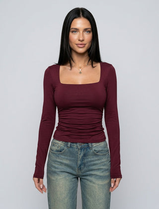 Women's Top | Square Neck Long Sleeve Knit