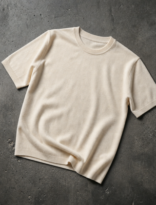 Thassos Cashmere Knit Tee in Beige