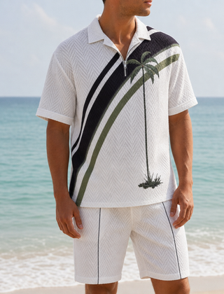 Bergamo Palm Print Polo Co-Ord in Black