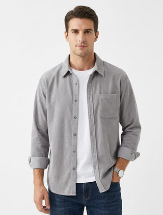 Men's Shirt | Corduroy Collared Long Sleeve Button Front