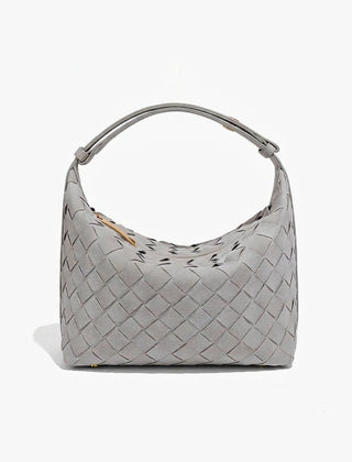 Women's Shoulder Bag | Woven Vegan Suede Quilted Hand-Woven