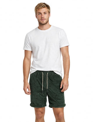 Men's Sport Shorts | Corduroy Drawstring Waist Rolled Hem