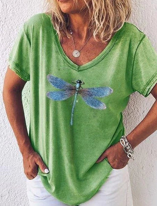 Women's T Shirt | V-Neck Short Sleeve Print