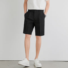 Men's Work Shorts | Straight-Leg Pleated Button Closure