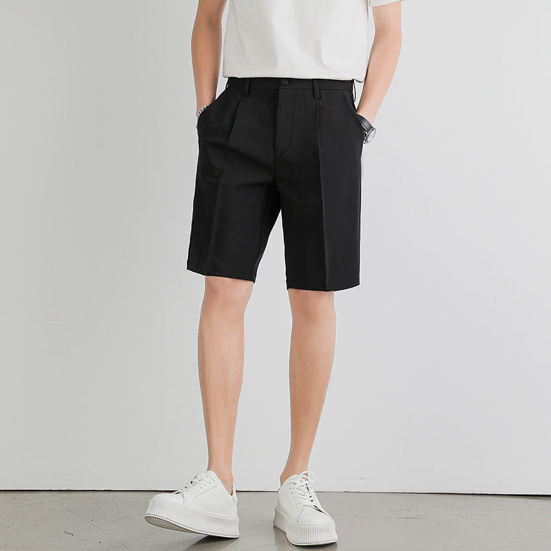 Men's Work Shorts | Straight-Leg Pleated Button Closure