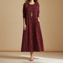 Trogir Printed Midi Dress in Burgundy