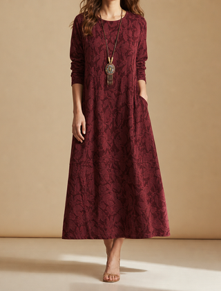Trogir Printed Midi Dress in Burgundy