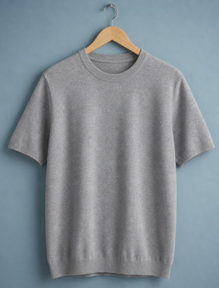 Meteora Cashmere Blend Knit Tee in Gray