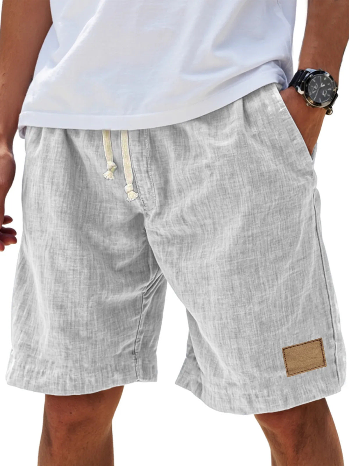 Men's Linen Shorts | Drawstring Waist Relaxed Fit Knee Length