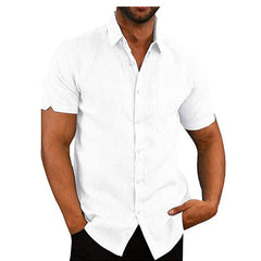Men's Linen Shirt | Short Sleeve Collared Button Front