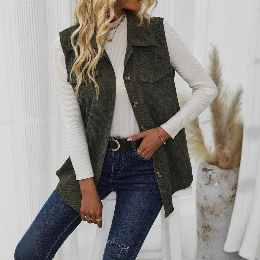 Women's Corduroy Shirt | Ribbed Button Front Relaxed Fit
