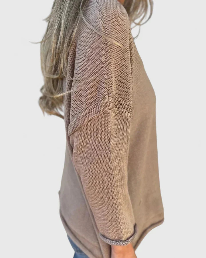 Women's Top | V-Neck Long Sleeve Knit Pocket