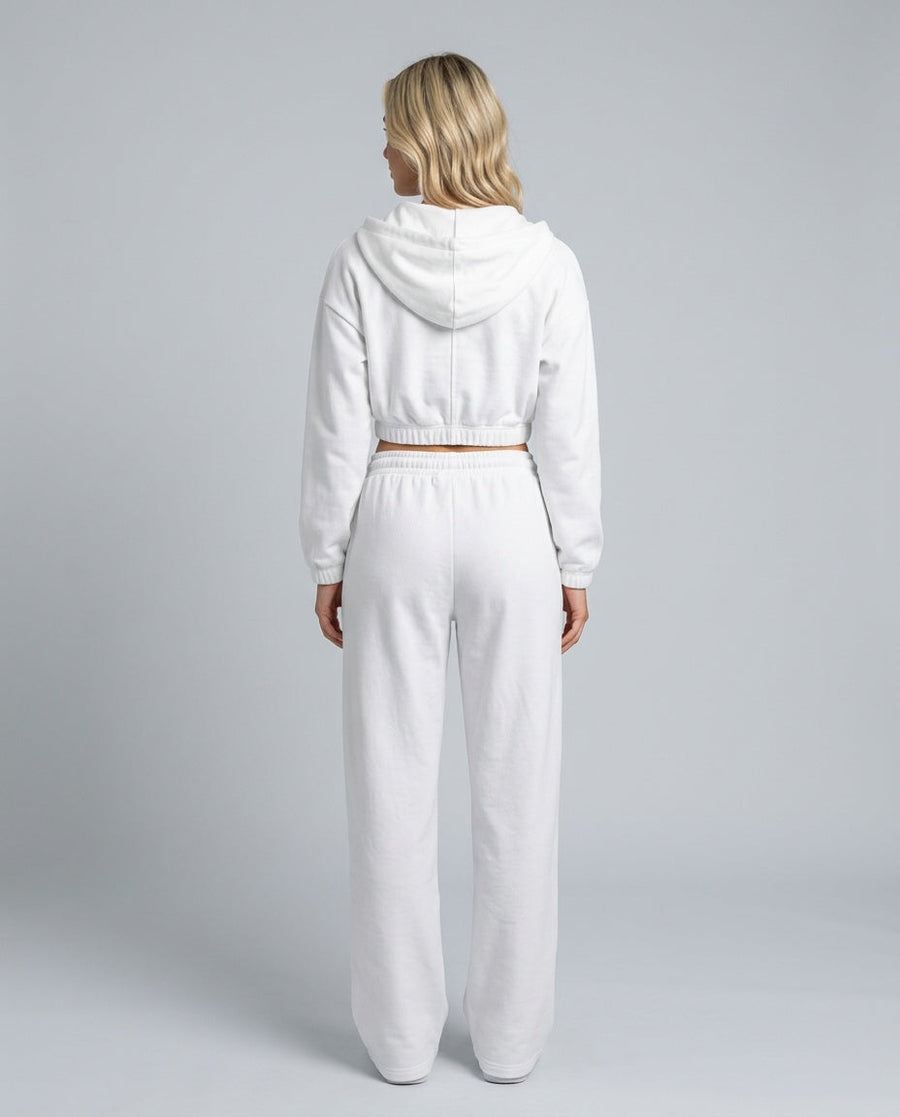 Women's Two Piece Set | Zip Long Sleeve Crop Top Wide Leg Relaxed