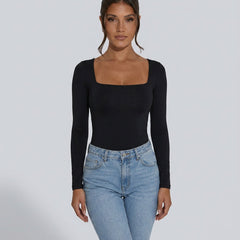 Women's Top | Square Neck Long Sleeve Knit