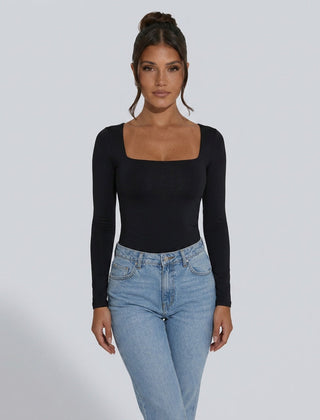 Women's Top | Square Neck Long Sleeve Knit