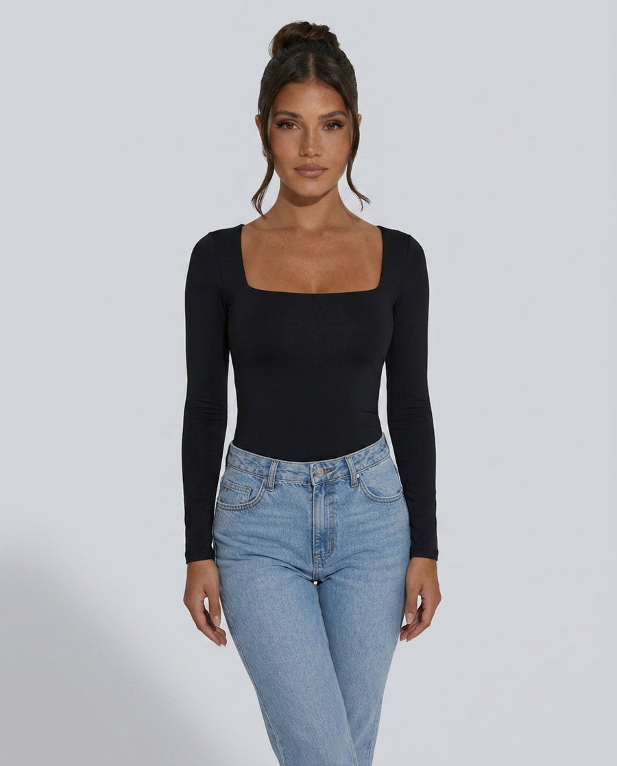 Women's Top | Square Neck Long Sleeve Knit