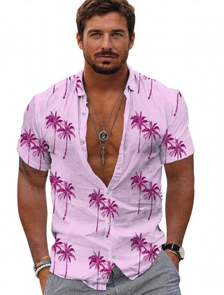 Men's Hawaiian Shirt | Short Sleeve Palm Print Button Up