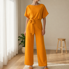 Antibes Belted Batwing Jumpsuit in Marigold