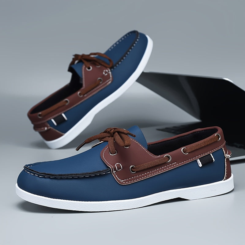 Men's Boat Shoe | Leather Lace-Up Contrast Toe