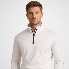 Men's Long Sleeve Top | Half Zip Neck Stretch Knit