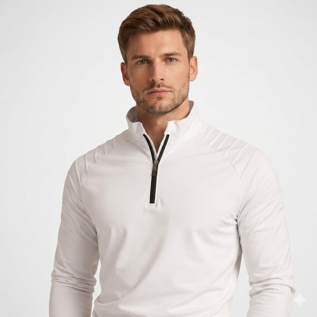 Men's Long Sleeve Top | Half Zip Neck Stretch Knit