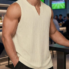Men's Singlet Top | V-Neck Sleeveless Knit
