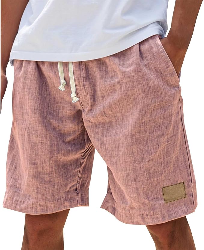 Men's Linen Shorts | Drawstring Waist Relaxed Fit Side Pockets