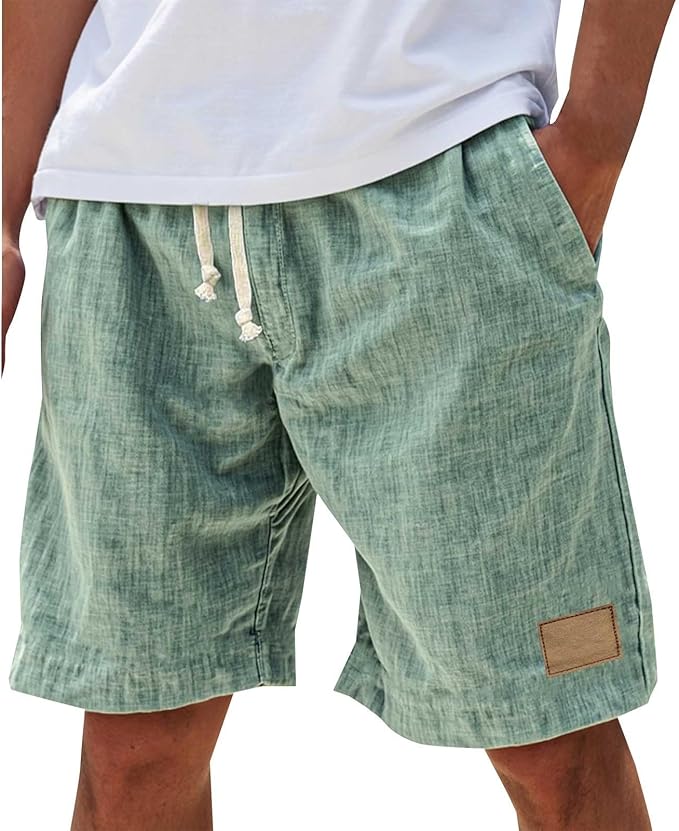 Men's Linen Shorts | Drawstring Waist Relaxed Fit Side Pockets