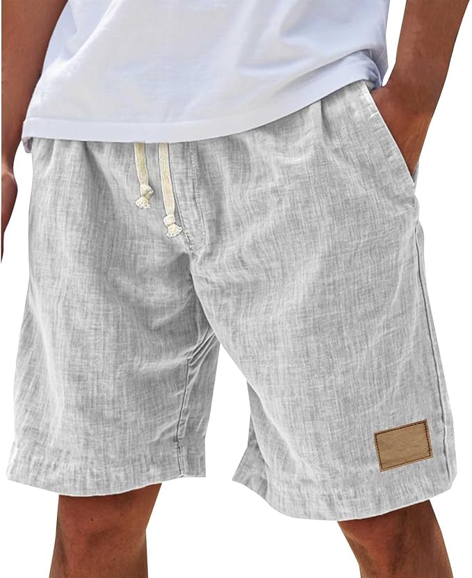 Men's Linen Shorts | Drawstring Waist Relaxed Fit Side Pockets