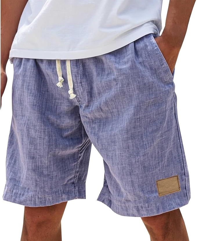 Men's Linen Shorts | Drawstring Waist Relaxed Fit Side Pockets