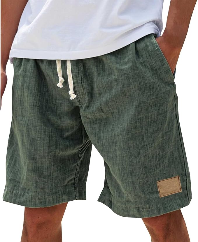 Men's Linen Shorts | Drawstring Waist Relaxed Fit Side Pockets