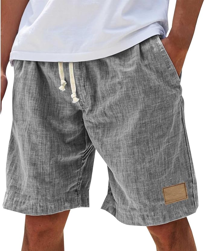 Men's Linen Shorts | Drawstring Waist Relaxed Fit Side Pockets