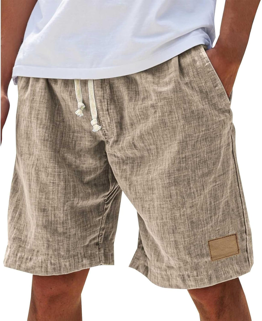 Men's Linen Shorts | Drawstring Waist Relaxed Fit Side Pockets
