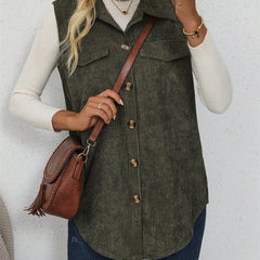 Women's Corduroy Shirt | Ribbed Button Front Relaxed Fit