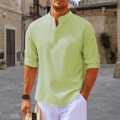 Men's White Shirt | Henley Neckline Relaxed Fit Knit