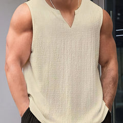 Men's Singlet Top | V-Neck Sleeveless Knit