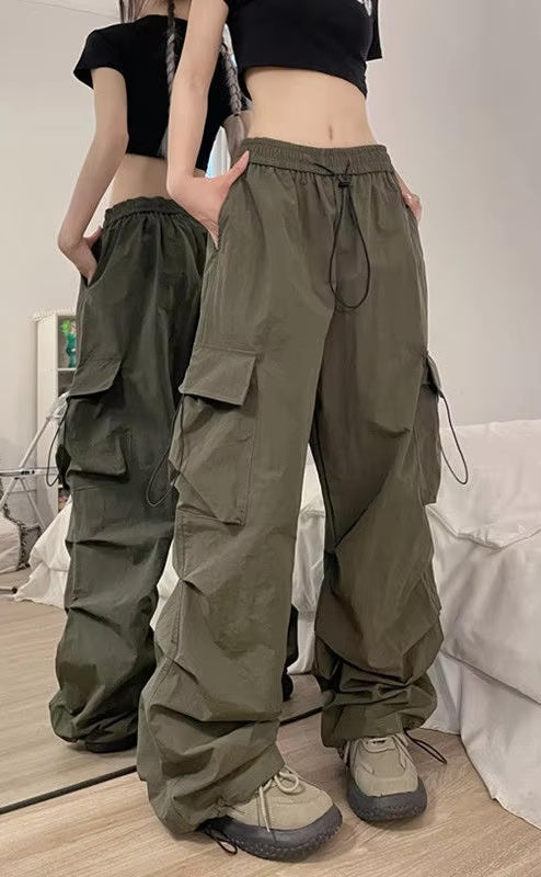 Women's Cargo Pants | Wide-Leg Relaxed Fit Drawstring Waist