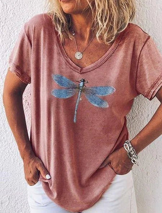Women's T Shirt | V-Neck Short Sleeve Print