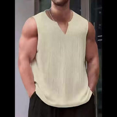Men's Singlet Top | V-Neck Sleeveless Knit