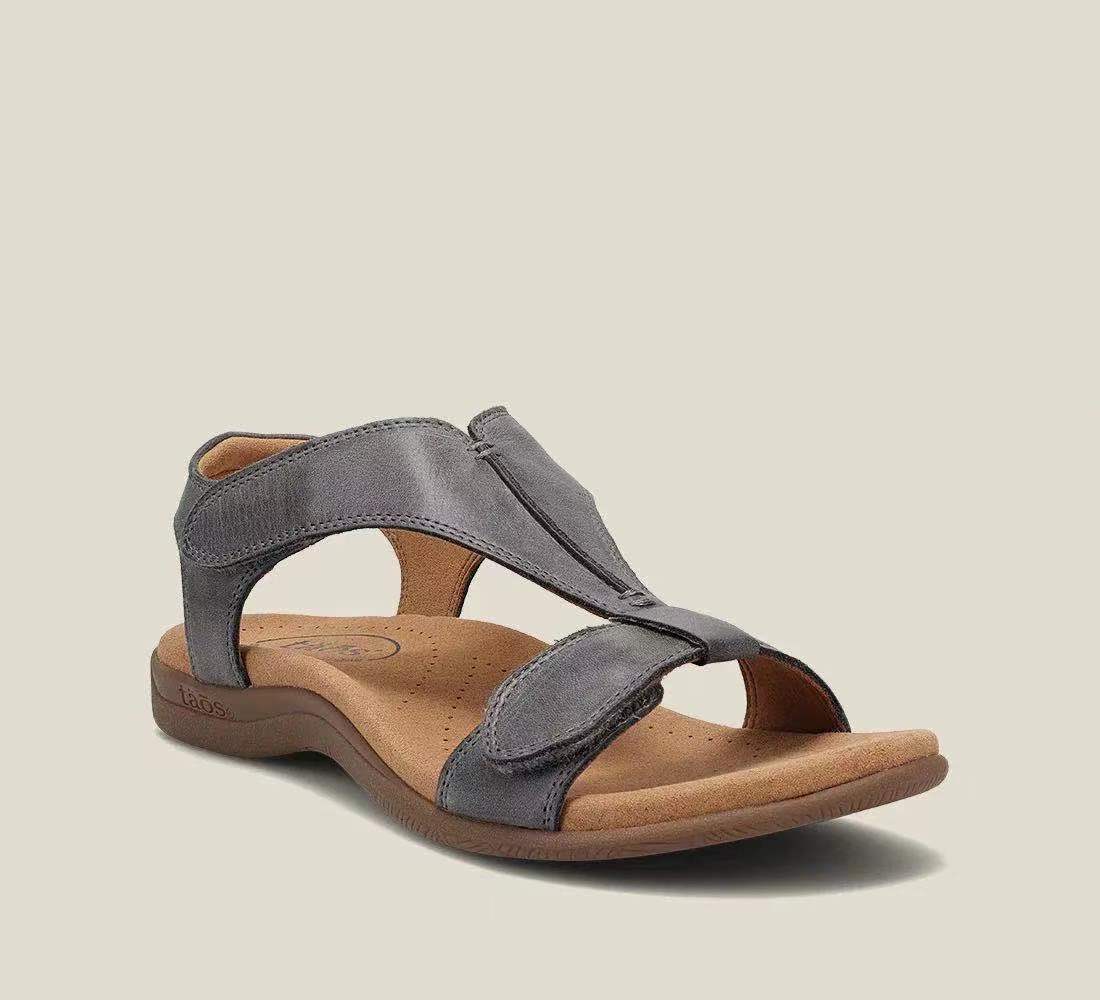 Women's Slide | T-Strap Arch Support Leather Cushioned