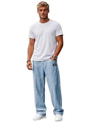 Men's Linen Pants | Relaxed Fit Straight Leg Breathable