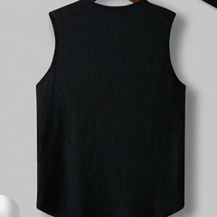 Men's Singlet Top | V-Neck Sleeveless Knit