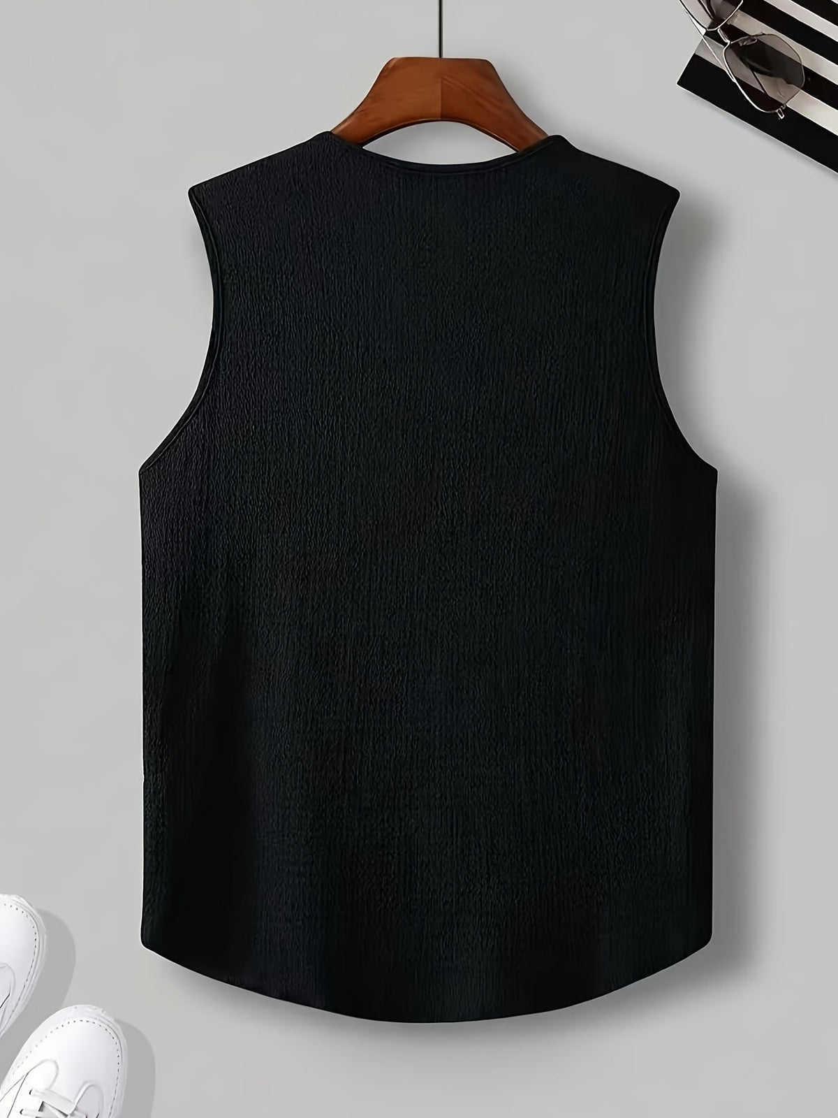 Men's Singlet Top | V-Neck Sleeveless Knit
