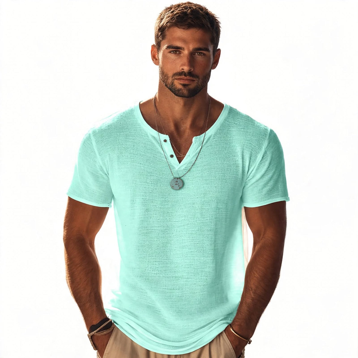 Men's Henley | V-Neck Short Sleeve Knit