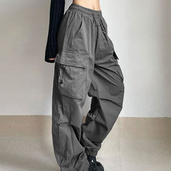 Women's Cargo Pants | Wide-Leg Relaxed Fit Drawstring Waist