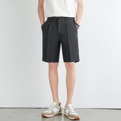 Men's Work Shorts | Straight-Leg Pleated Button Closure