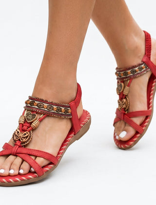 Women's Slide | Flat Sandal Adjustable Strap Embellished