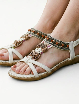 Women's Slide | Flat Sandal Adjustable Strap Embellished