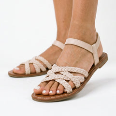 Women's Black Sandals | Strappy Flat Ankle Strap