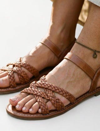 Women's Black Sandals | Strappy Flat Ankle Strap